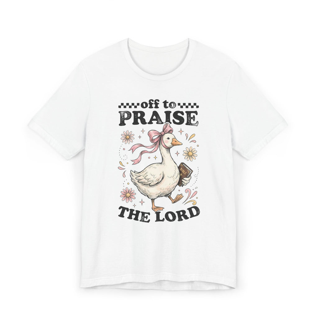 Off to Praise the Lord | Ribbed crew ring-spun cotton T-Shirt