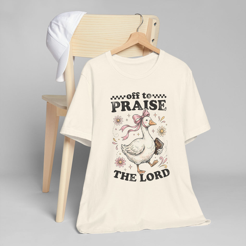 Off to Praise the Lord | Ribbed crew ring-spun cotton T-Shirt