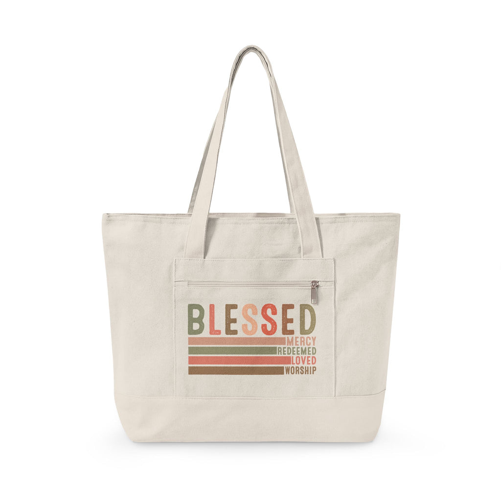 Blessed Canvas Tote Bag | Zippered Everyday Carry Tote