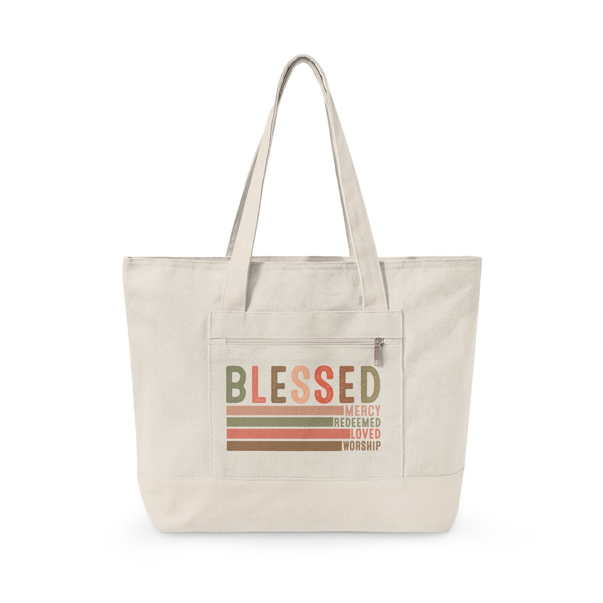 Blessed Canvas Tote Bag | Zippered Everyday Carry Tote