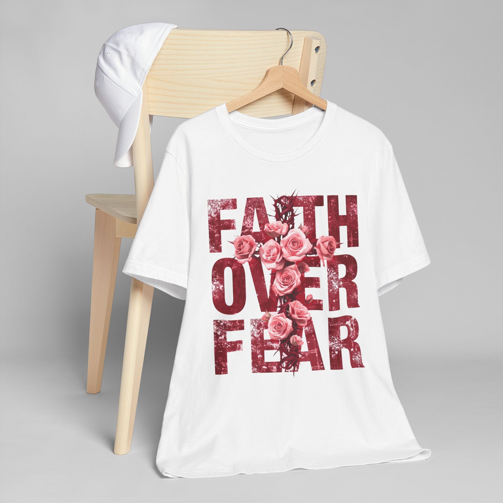 Faith Over Fear | Ribbed crew ring-spun cotton T-Shirt