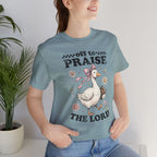 Off to Praise the Lord | Ribbed crew ring-spun cotton T-Shirt