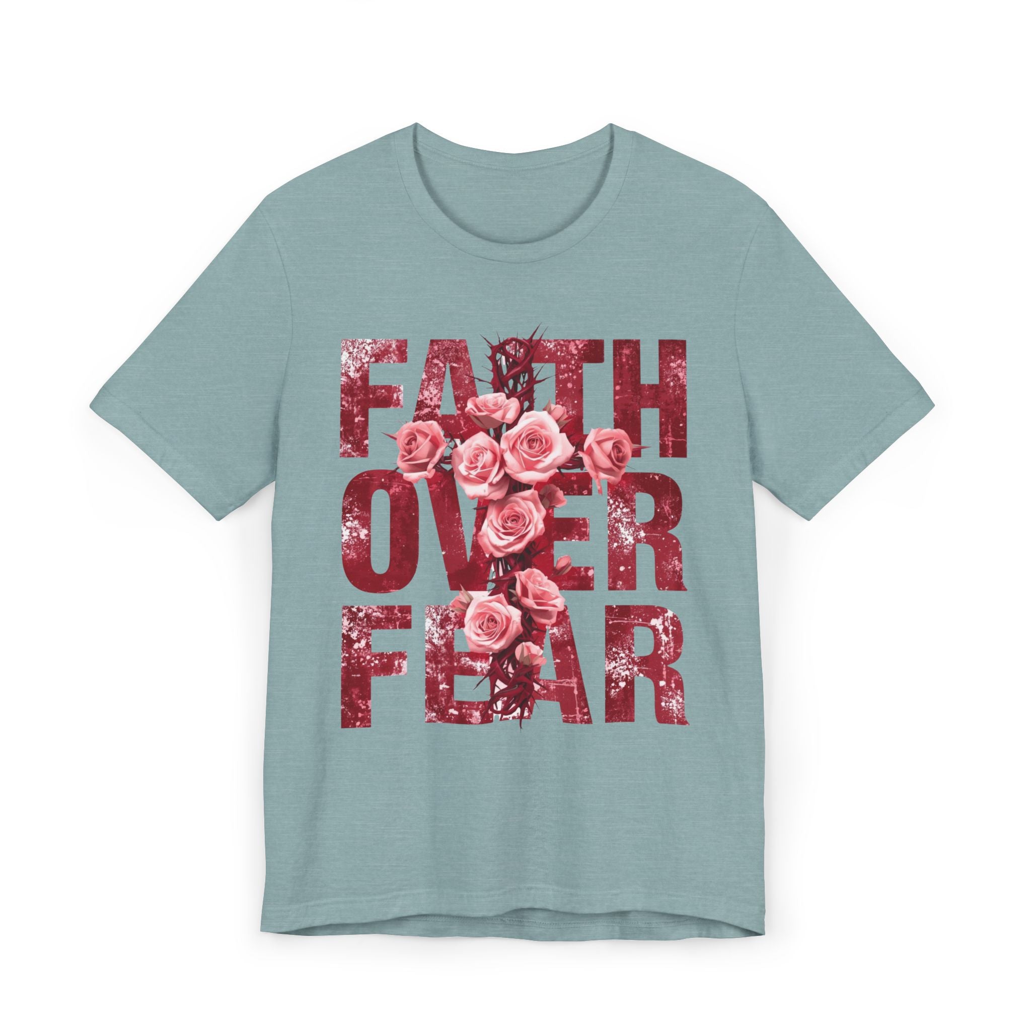 Faith Over Fear | Ribbed crew ring-spun cotton T-Shirt