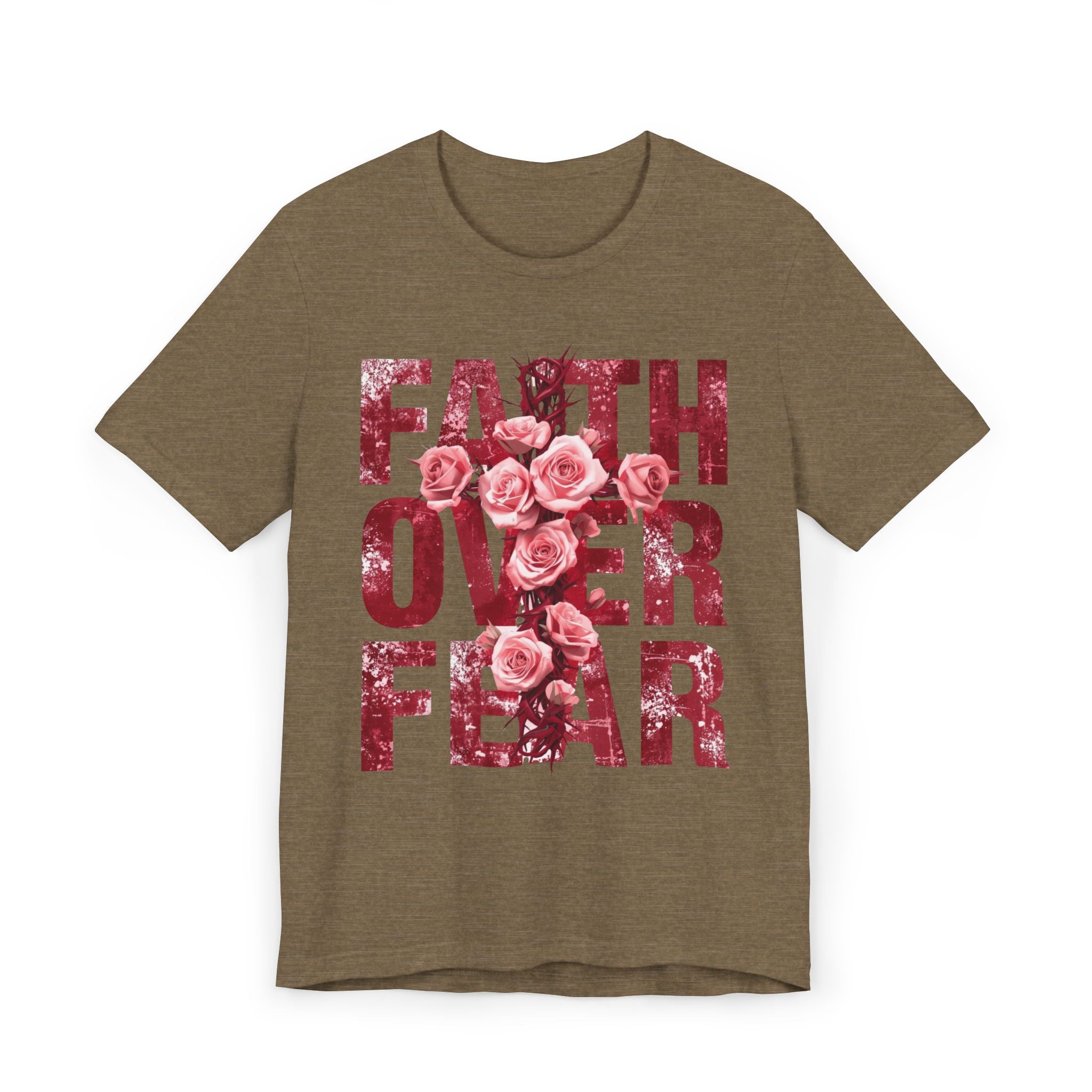 Faith Over Fear | Ribbed crew ring-spun cotton T-Shirt