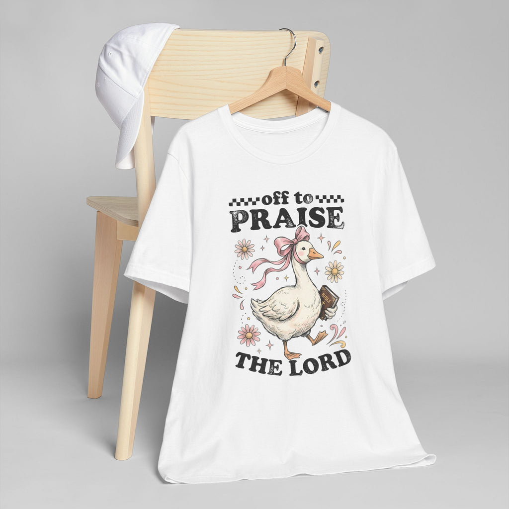 Off to Praise the Lord | Ribbed crew ring-spun cotton T-Shirt