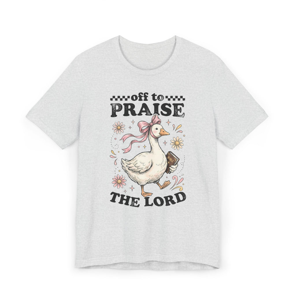 Off to Praise the Lord | Ribbed crew ring-spun cotton T-Shirt