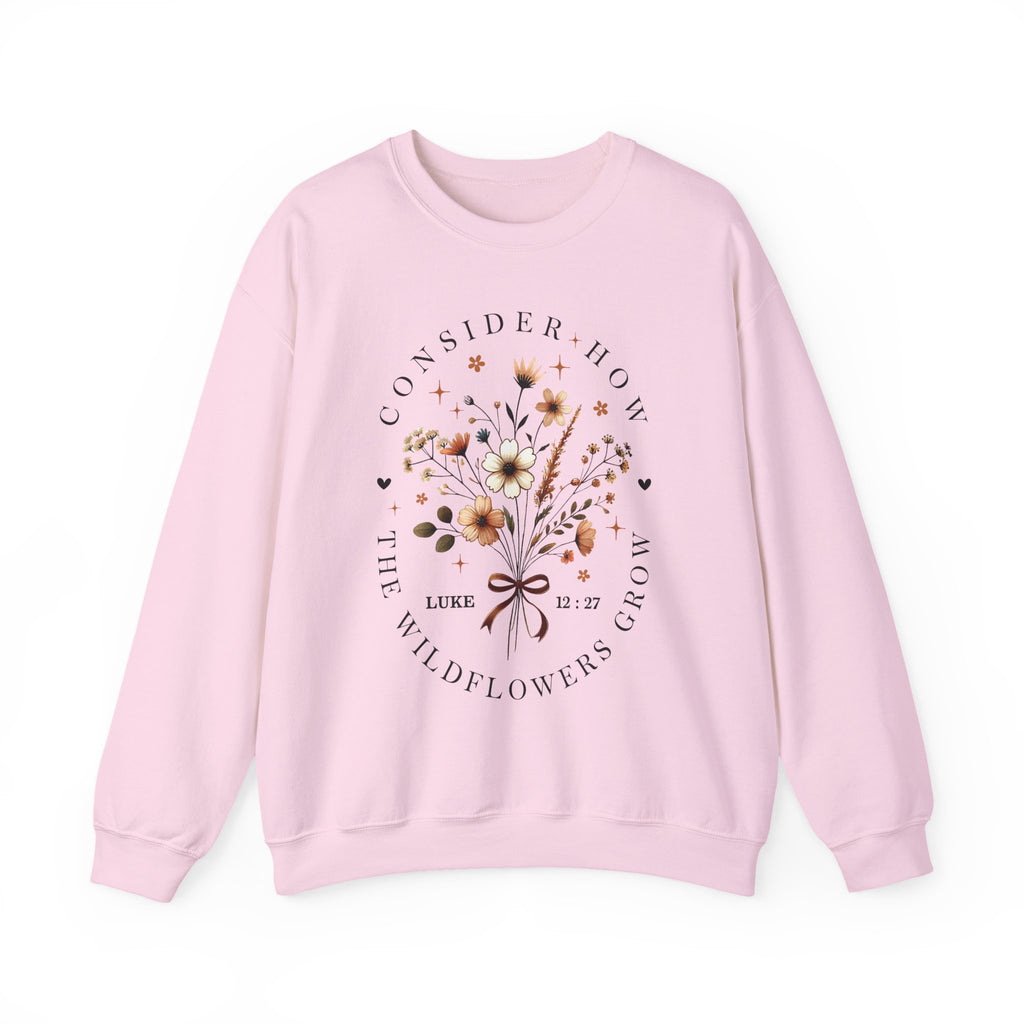 Consider How the Wildflowers Grow | Cozy Faith Crewneck Sweatshirt