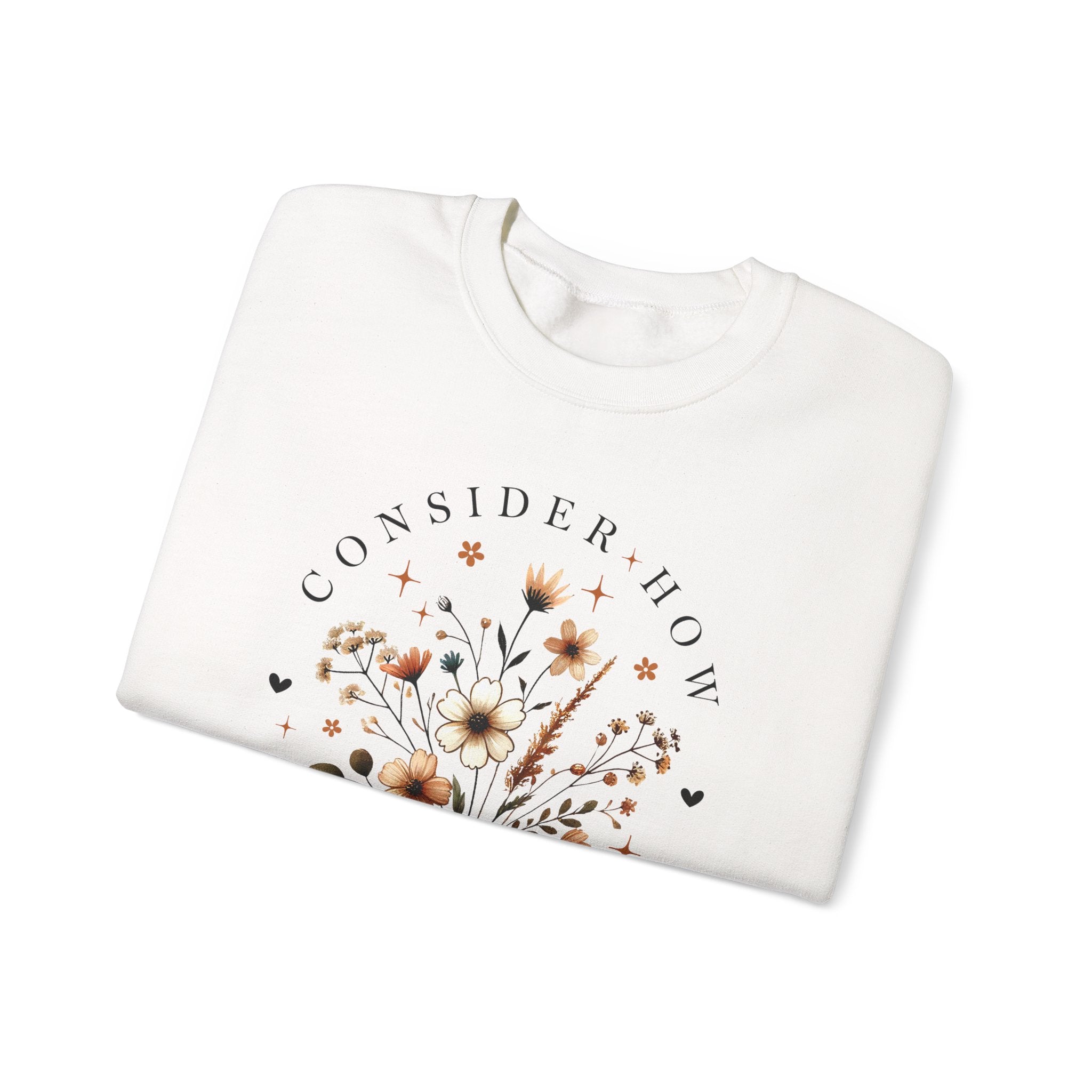 Consider How the Wildflowers Grow | Cozy Faith Crewneck Sweatshirt