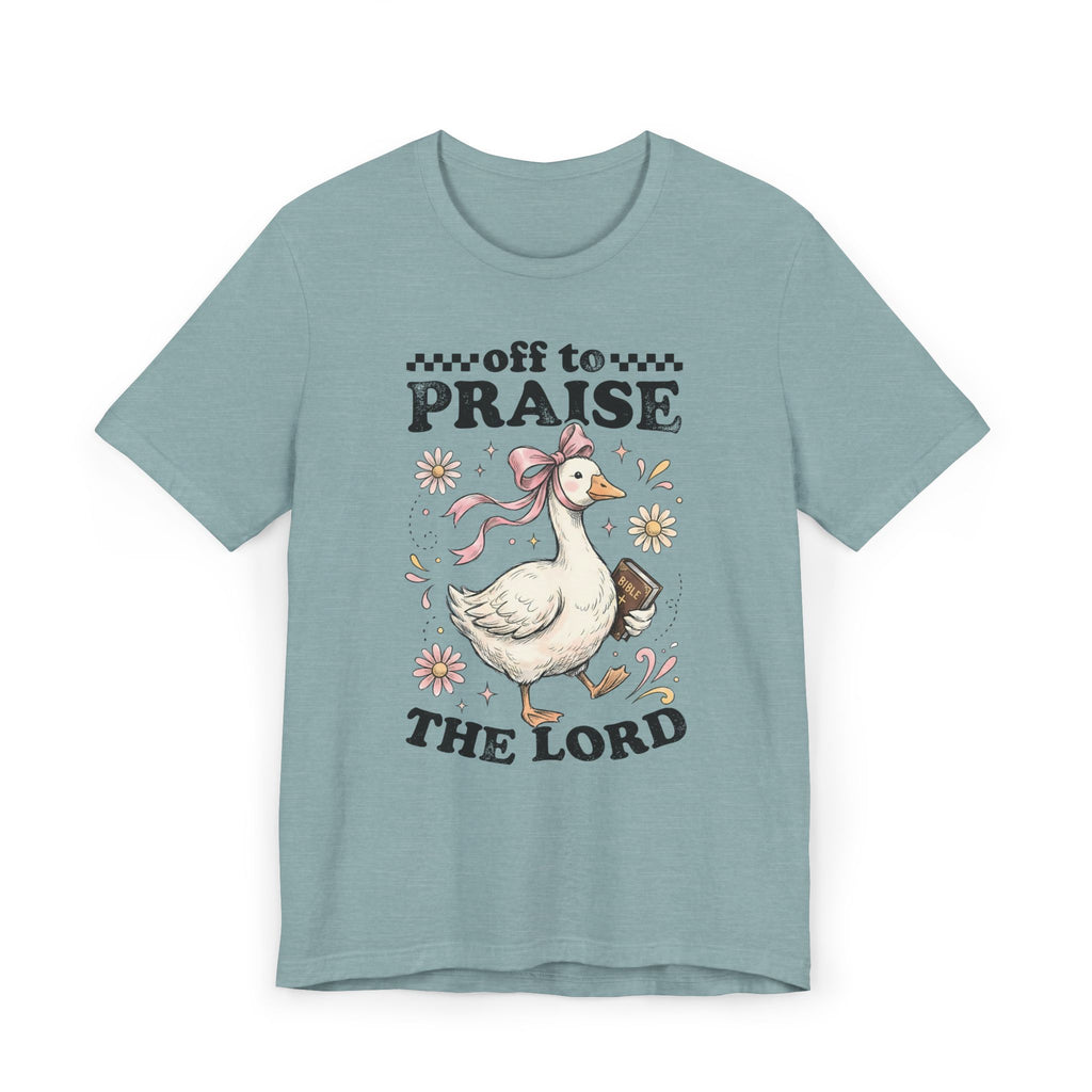 Off to Praise the Lord | Ribbed crew ring-spun cotton T-Shirt