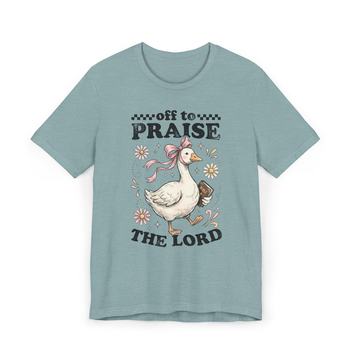 Off to Praise the Lord | Ribbed crew ring-spun cotton T-Shirt