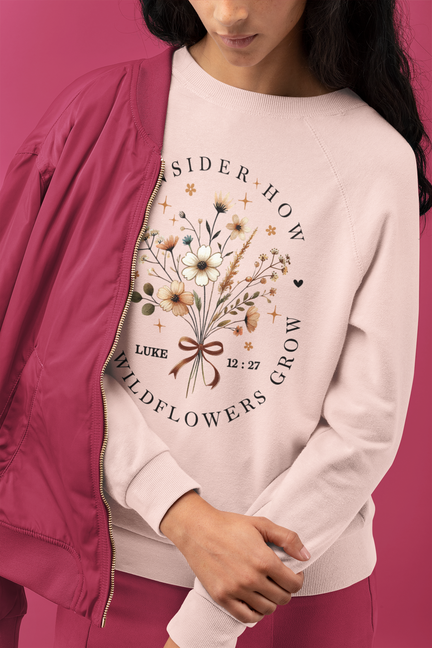 Consider How the Wildflowers Grow | Cozy Faith Crewneck Sweatshirt