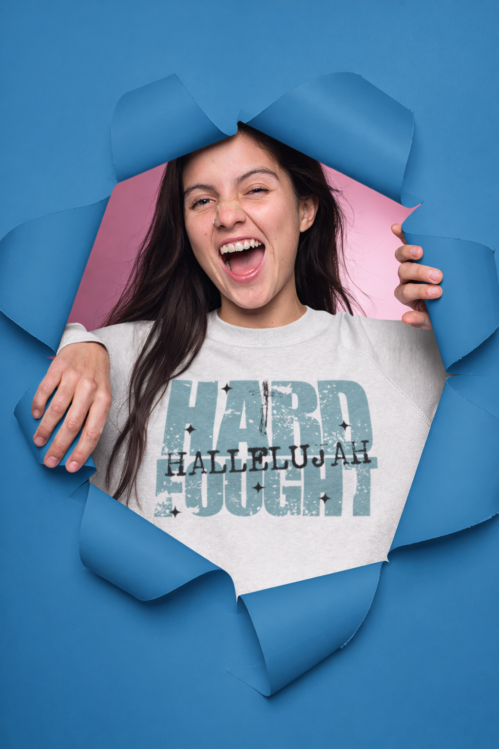Hard Fought Hallelujah | Cozy Faith Crewneck Sweatshirt