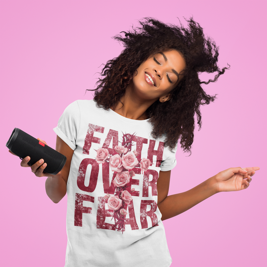 Faith Over Fear | Ribbed crew ring-spun cotton T-Shirt