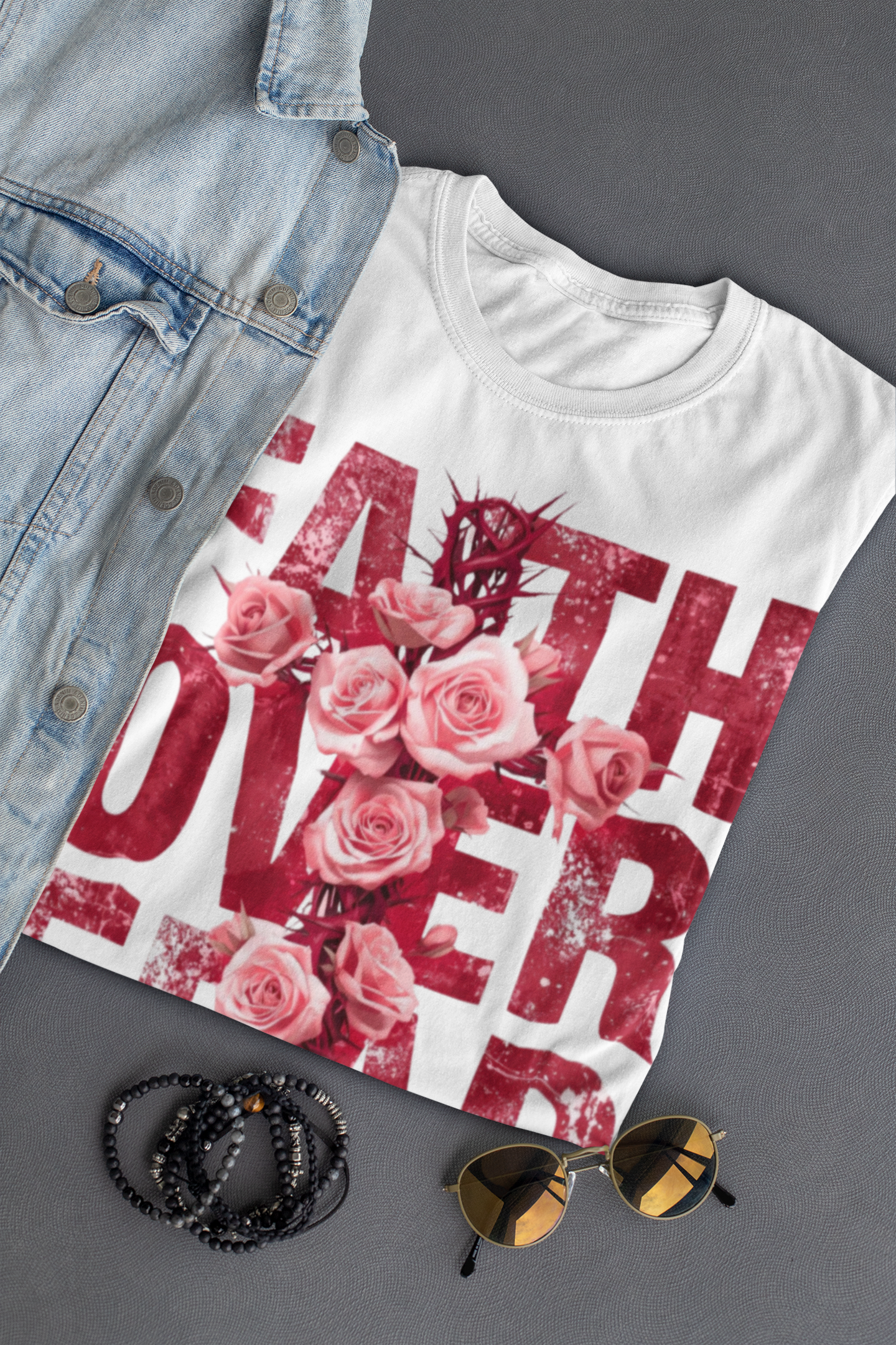 Faith Over Fear | Ribbed crew ring-spun cotton T-Shirt