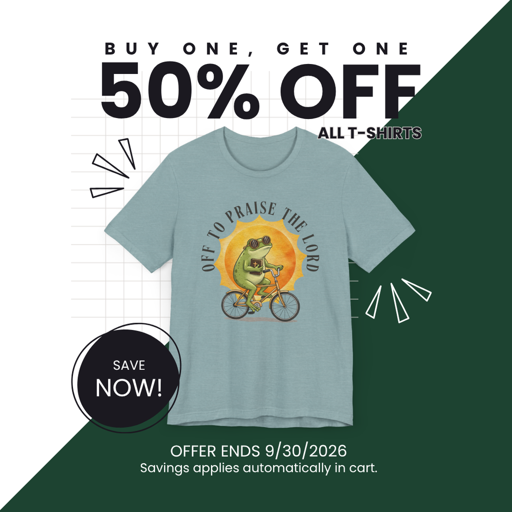 Off to Praise the Lord | Ribbed crew ring-spun cotton T-Shirt