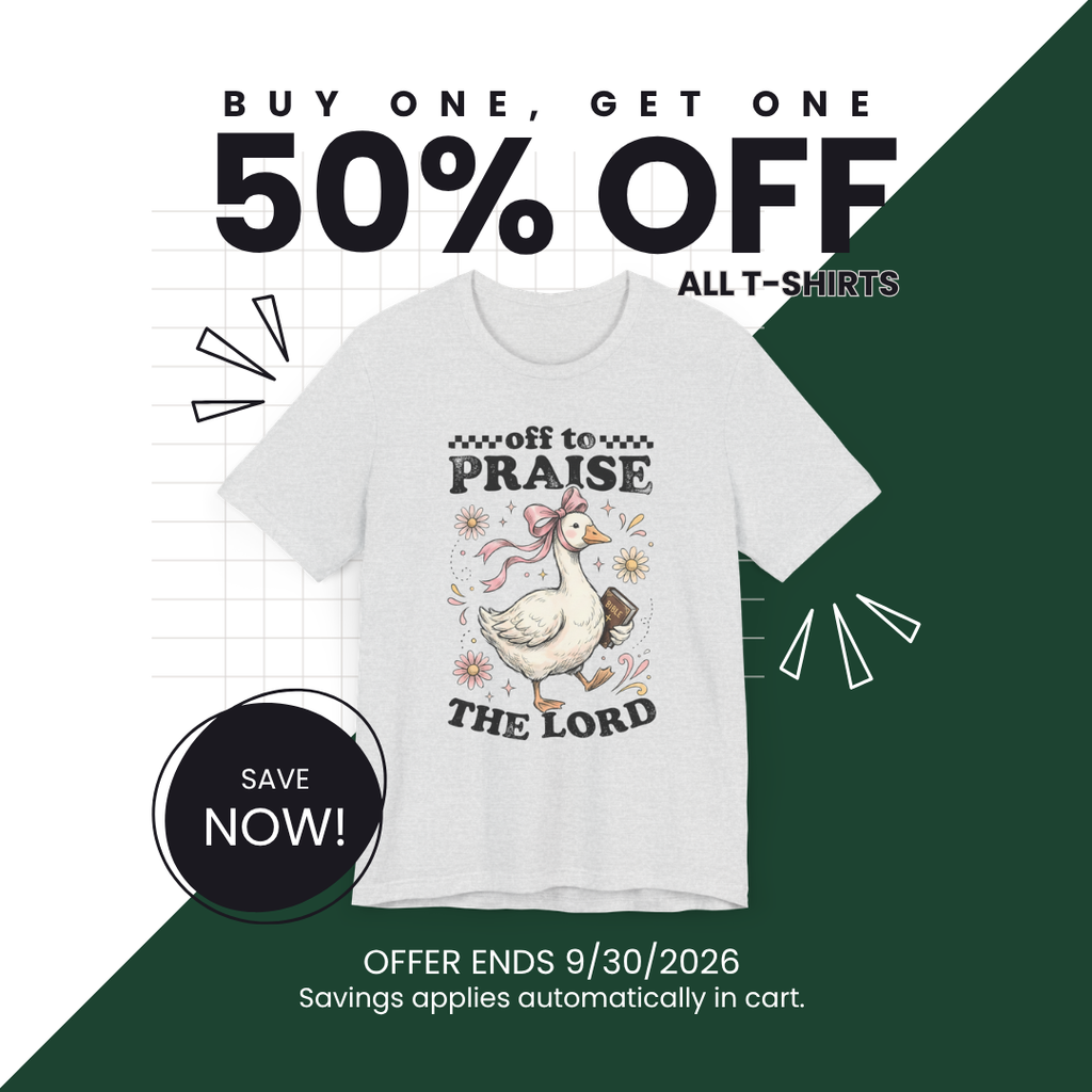 Off to Praise the Lord | Ribbed crew ring-spun cotton T-Shirt