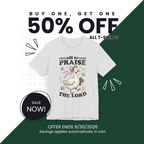 Off to Praise the Lord | Ribbed crew ring-spun cotton T-Shirt