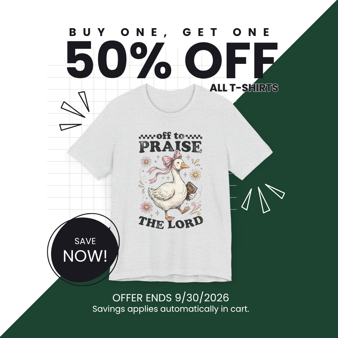 Off to Praise the Lord | Ribbed crew ring-spun cotton T-Shirt