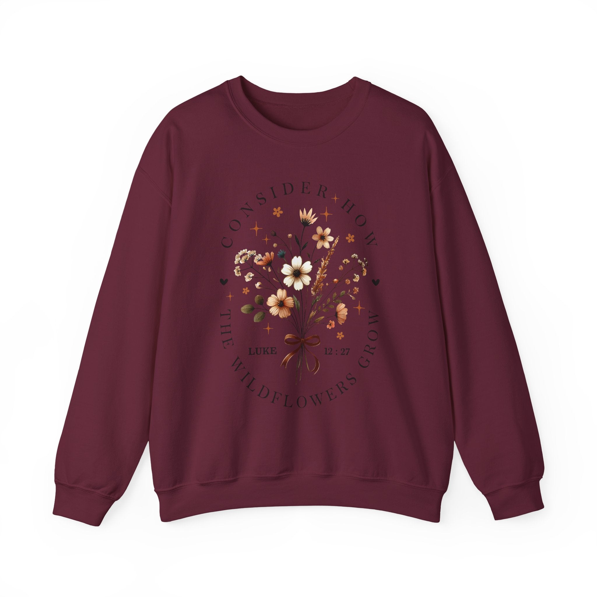Consider How the Wildflowers Grow | Cozy Faith Crewneck Sweatshirt