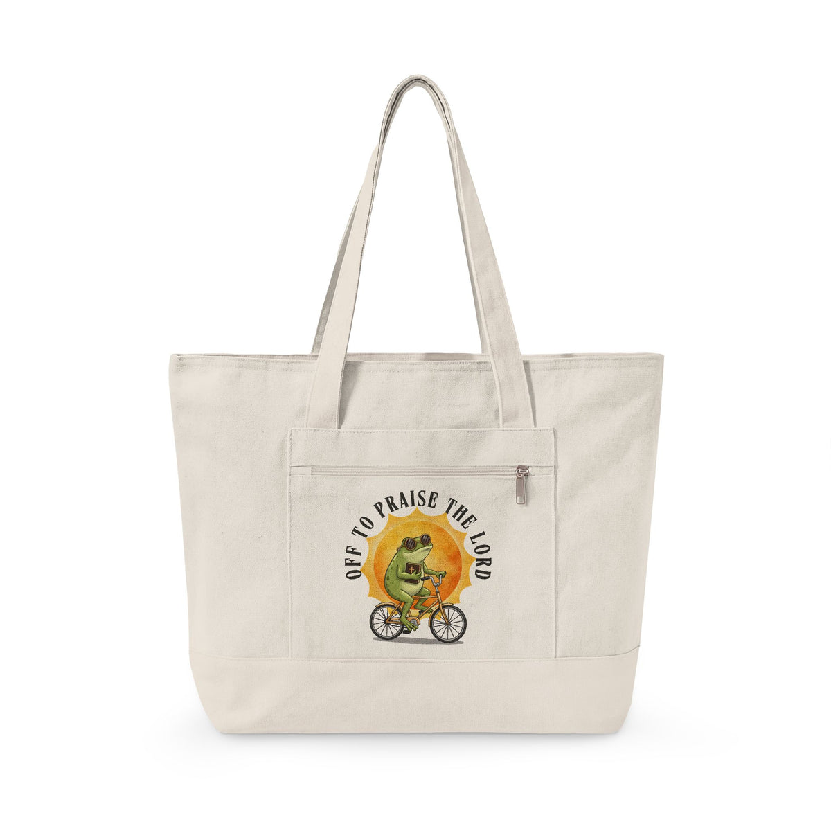 Off to Praise the Lord Canvas Tote Bag | Zippered Everyday Carry Tote