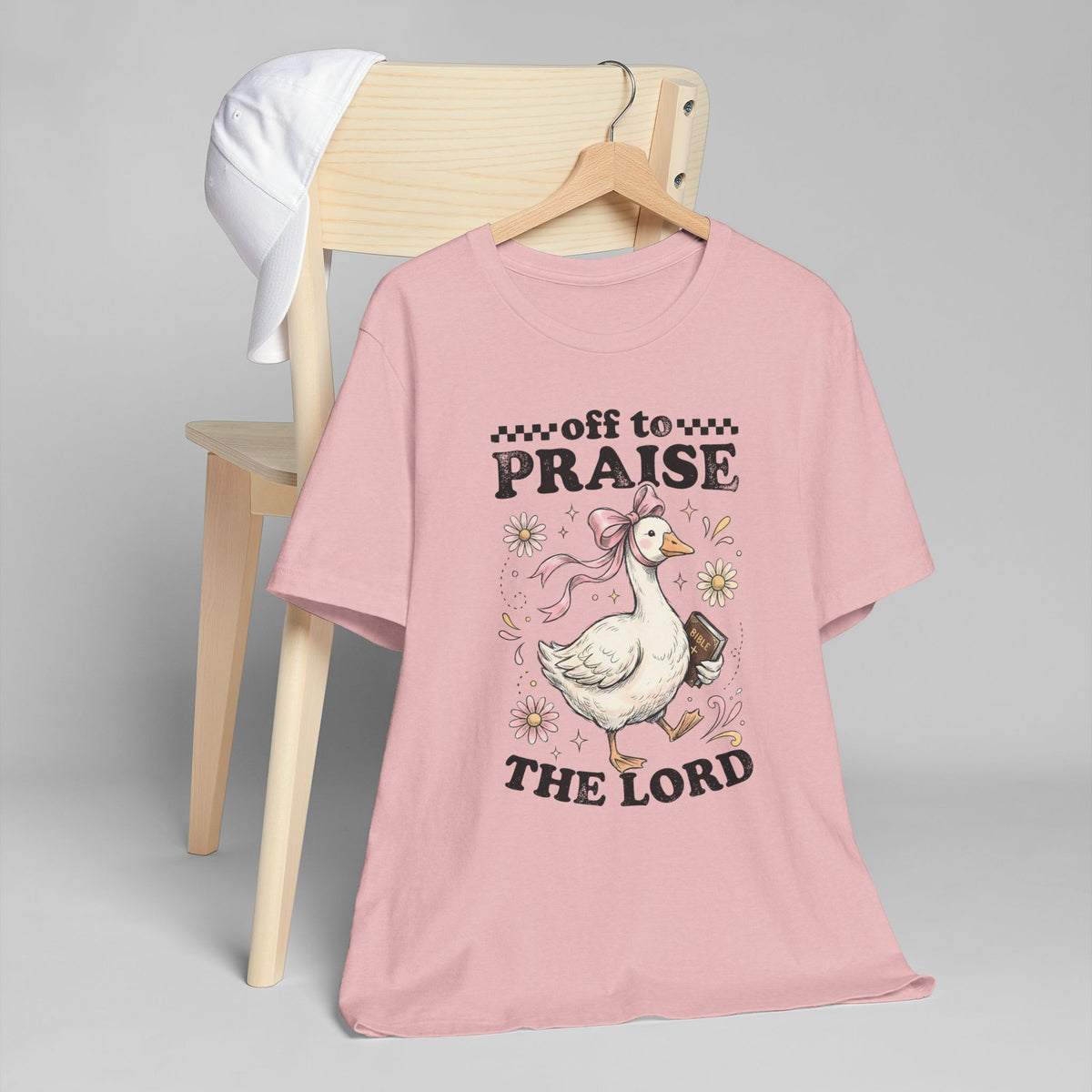 Off to Praise the Lord | Ribbed crew ring-spun cotton T-Shirt