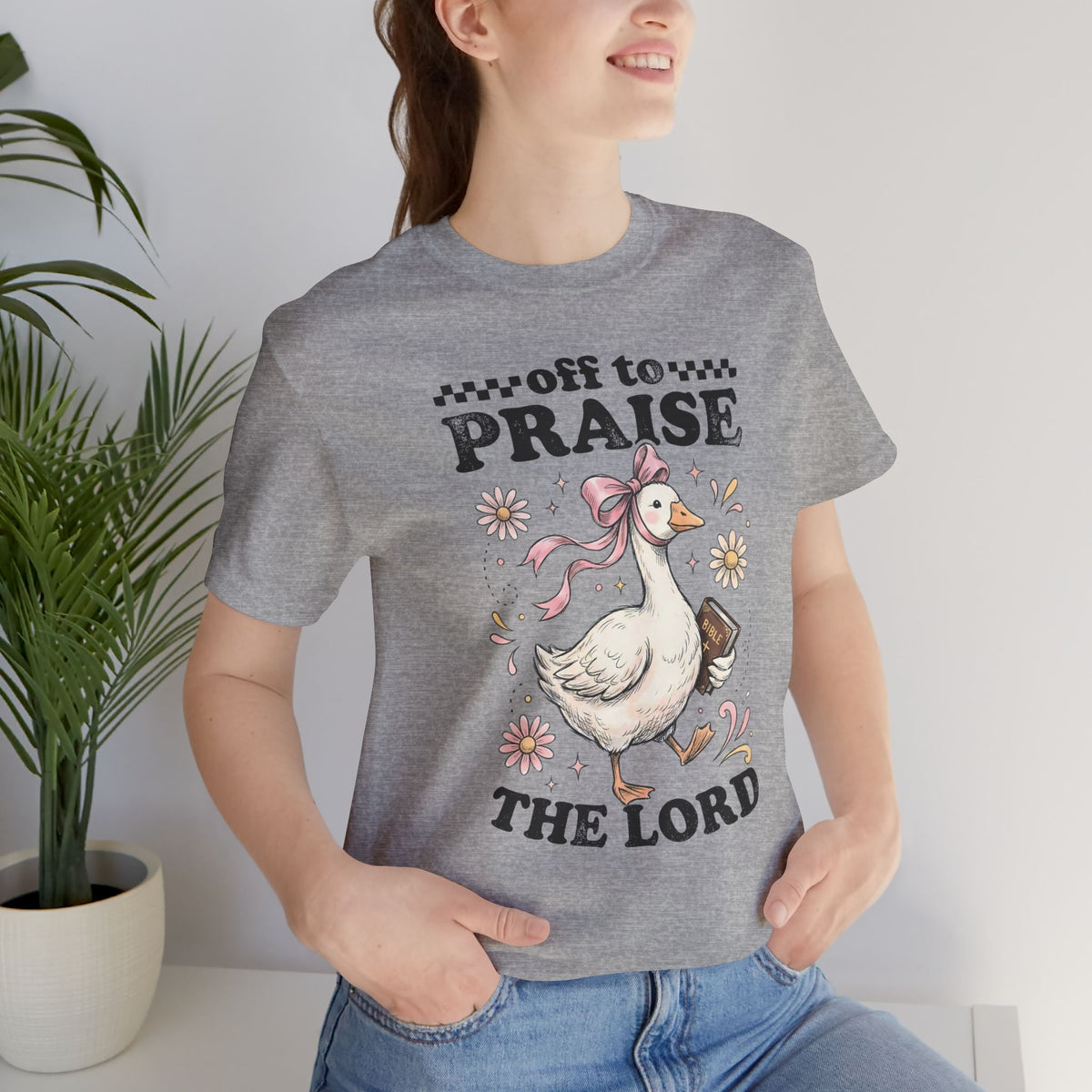 Off to Praise the Lord | Ribbed crew ring-spun cotton T-Shirt