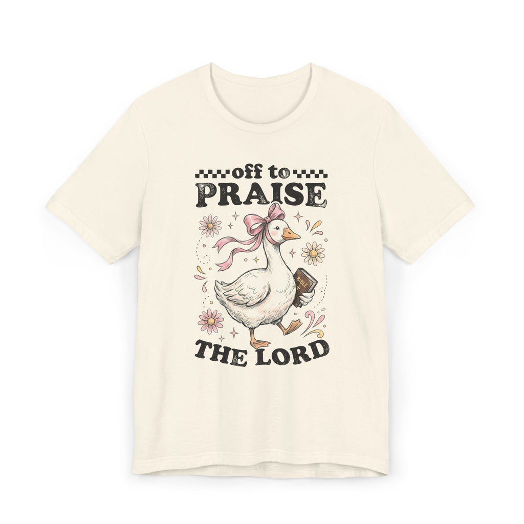 Off to Praise the Lord | Ribbed crew ring-spun cotton T-Shirt