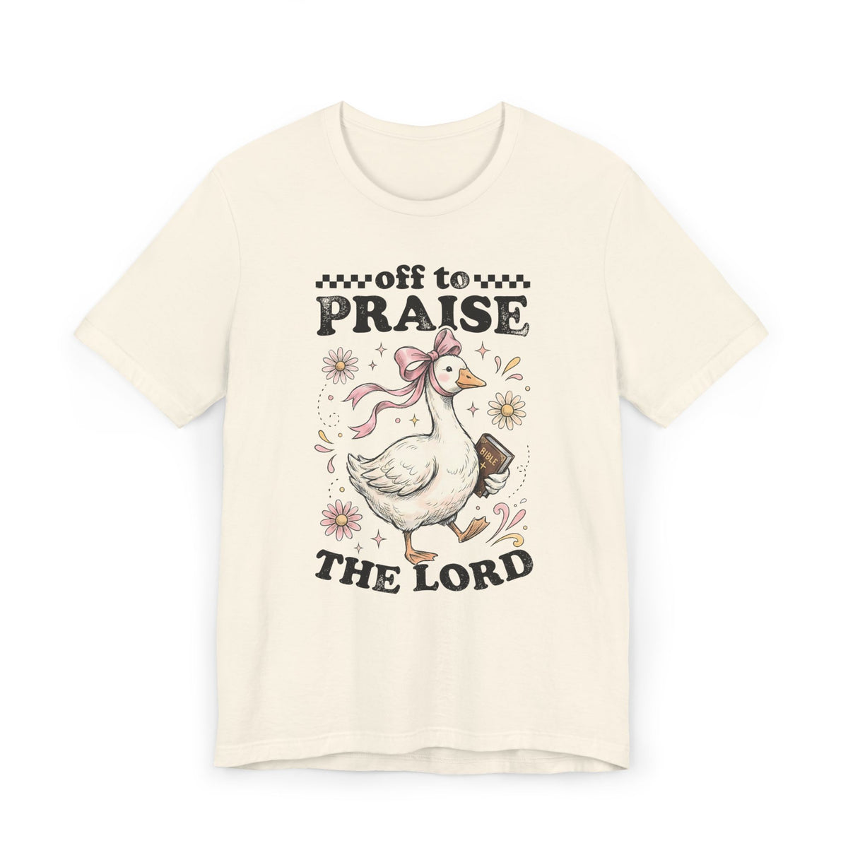 Off to Praise the Lord | Ribbed crew ring-spun cotton T-Shirt