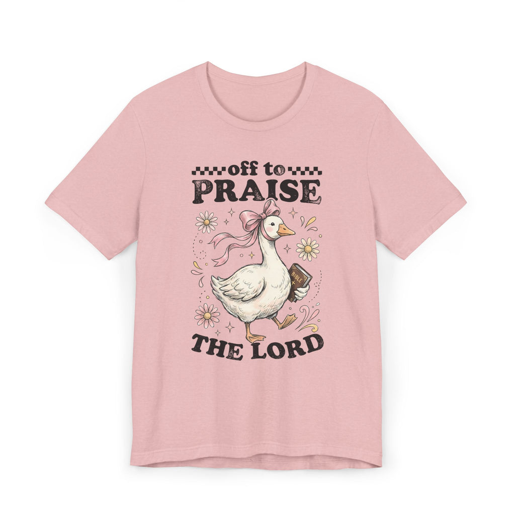 Off to Praise the Lord | Ribbed crew ring-spun cotton T-Shirt