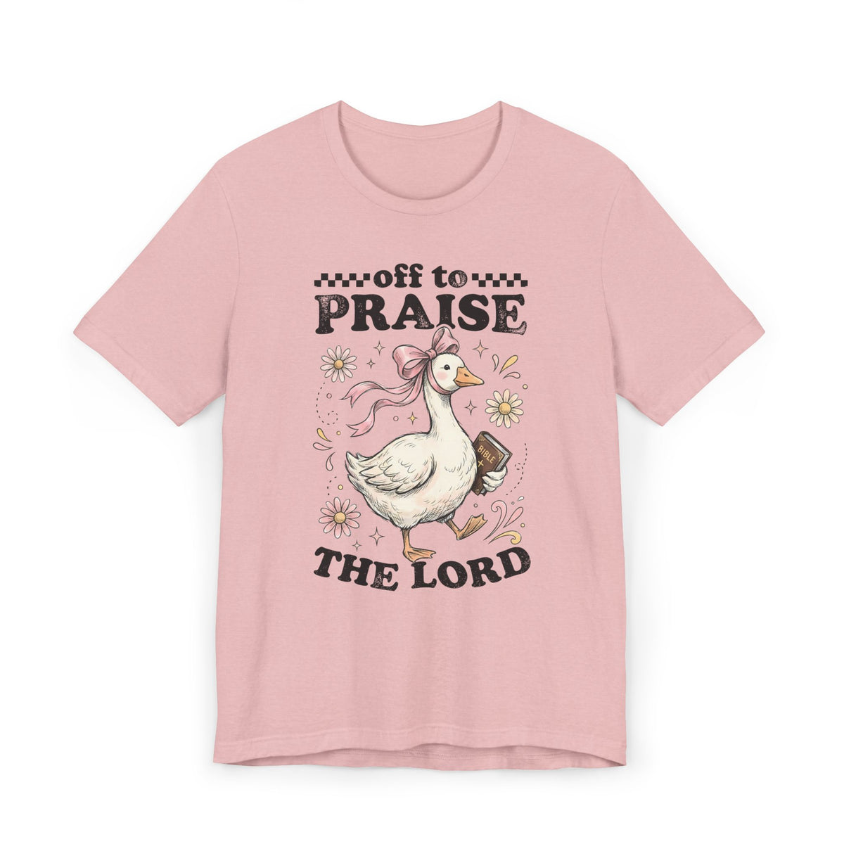 Off to Praise the Lord | Ribbed crew ring-spun cotton T-Shirt