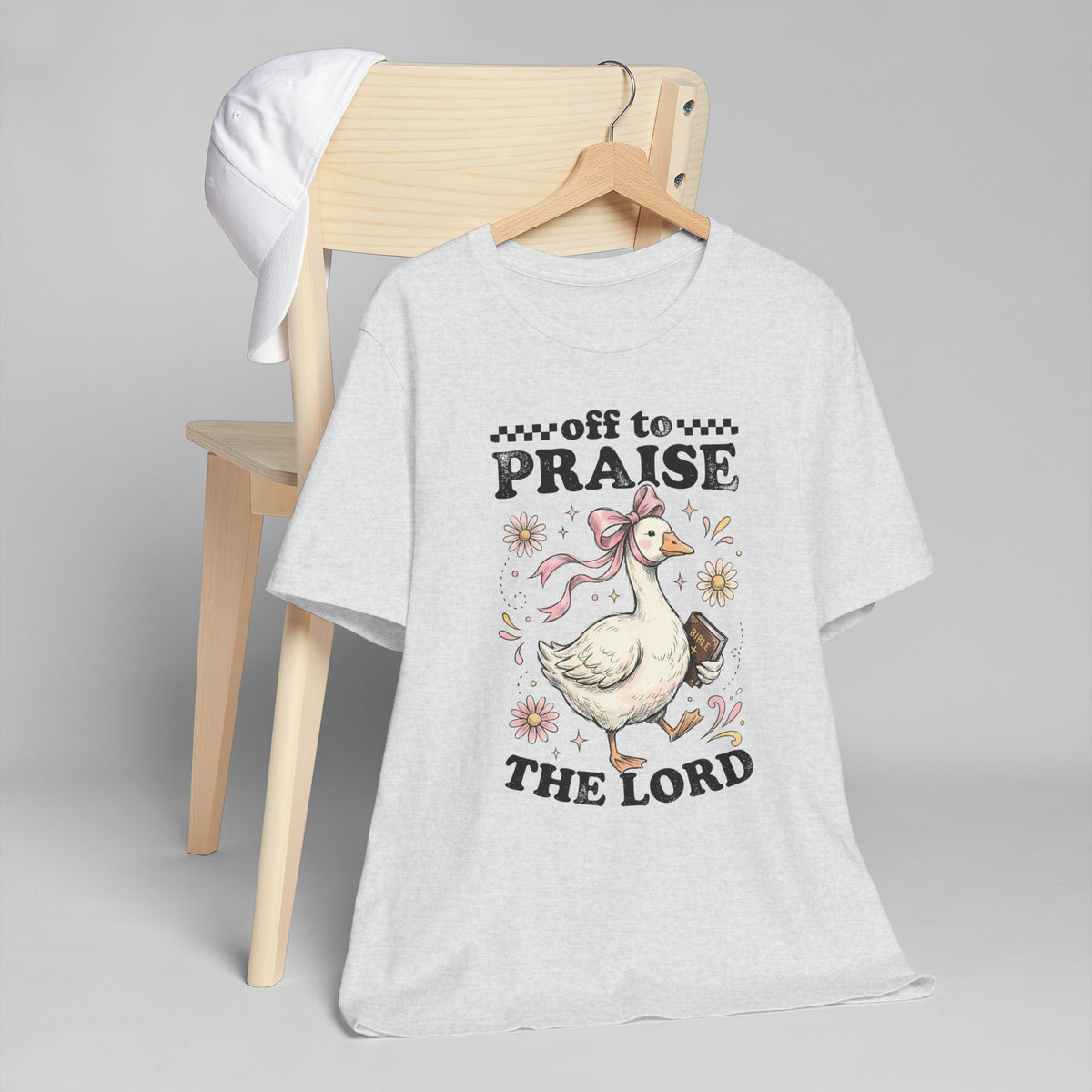Off to Praise the Lord | Ribbed crew ring-spun cotton T-Shirt