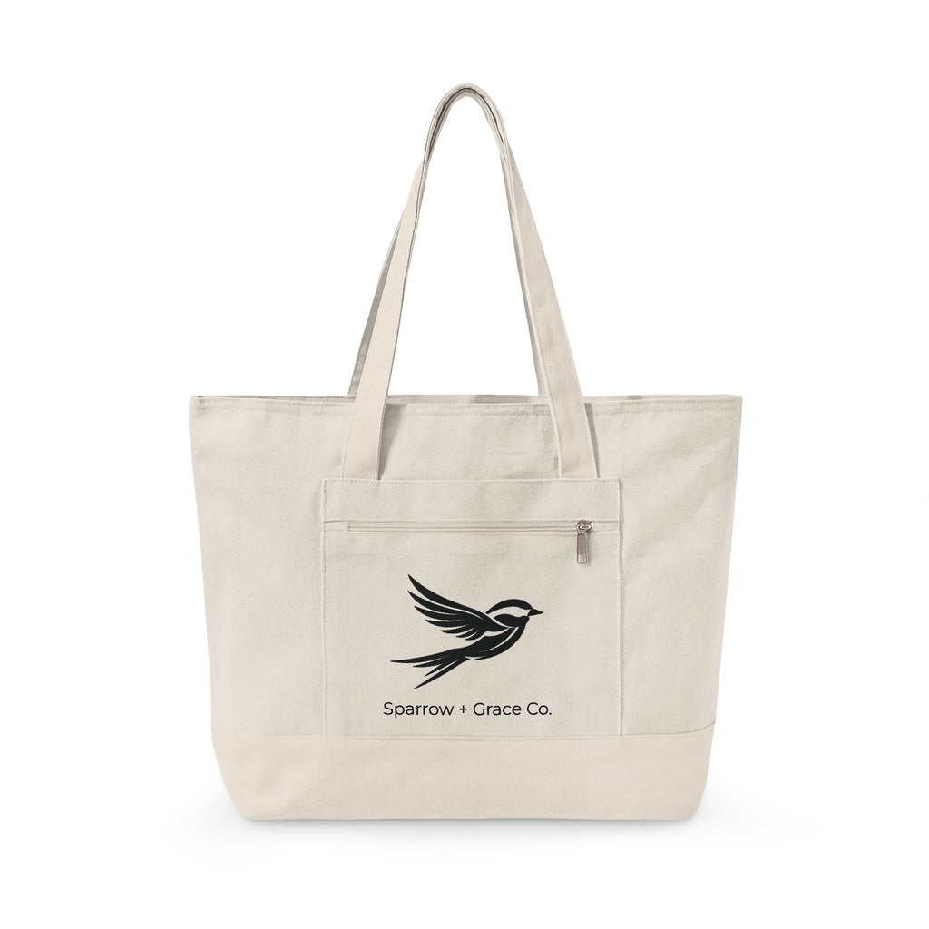 Sparrow + Grace Co. Canvas Tote Bag | Zippered Everyday Carry Tote