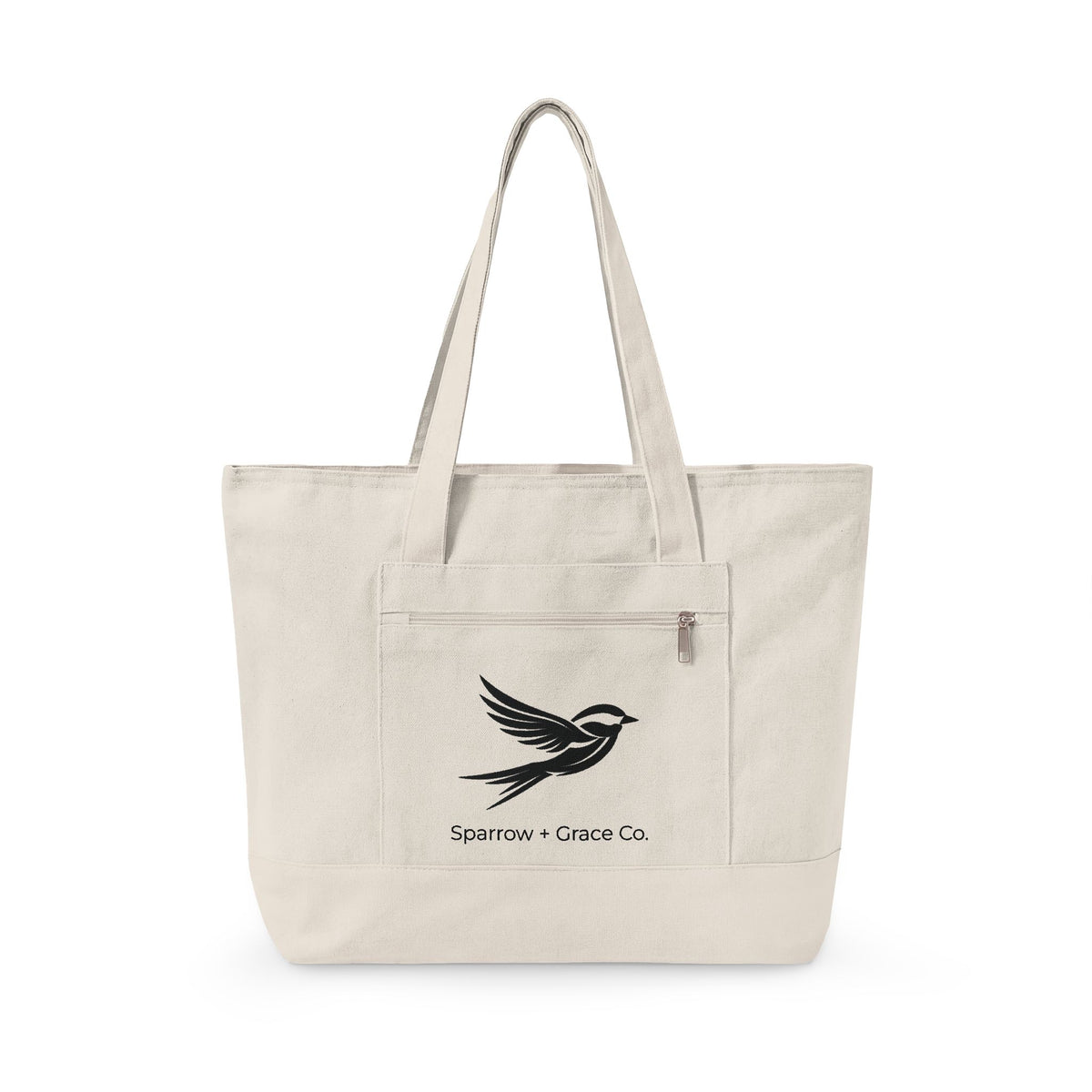 Sparrow + Grace Co. Canvas Tote Bag | Zippered Everyday Carry Tote