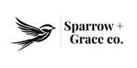 Logo of Sparrow + Grace co. with a stylized bird and text on a white background